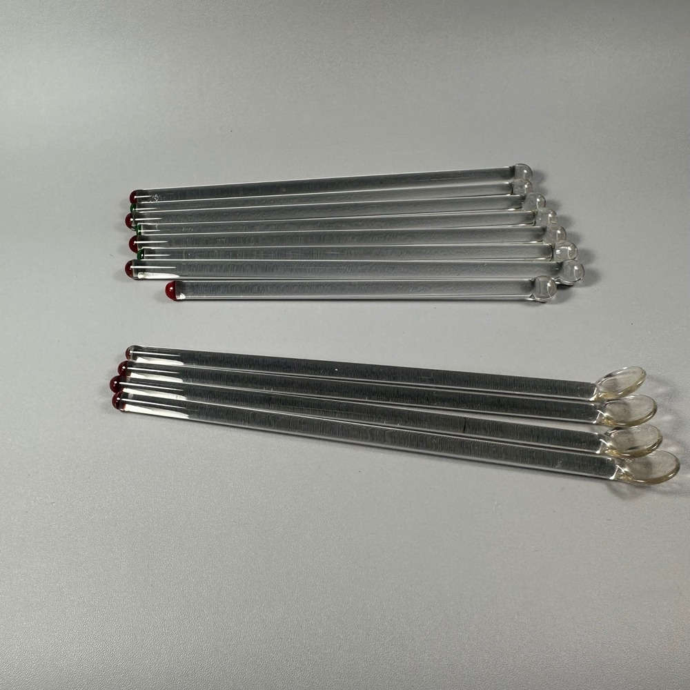 Vintage Clear Glass Swizzle Sticks & Cocktail Spoons‎ Lot Barware MCM 12 Pc